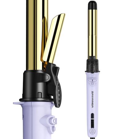 Rotating Curling Iron  Professional 1 Inch Automatic Hair Curler Titanium Auto Hair Curling Iron Self Curling Wand with Long Barrel  5 Adjustable Temps  1H Auto Off  Dual Voltage & Anti-Scald Purple