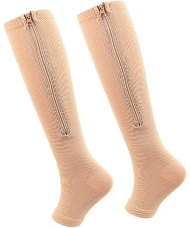 Amonida Compression Socks with Zipper - Nylon Fleshcolor Effective & Practical | L/XL - Ideal for Home Use - Buy Online on GoSupps.com
