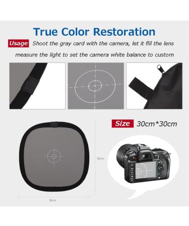 Foldable 18% Gray Card & White Balance Disc | Dual-Sided 30cm Photography Exposure Card - Buy Online on GoSupps.com