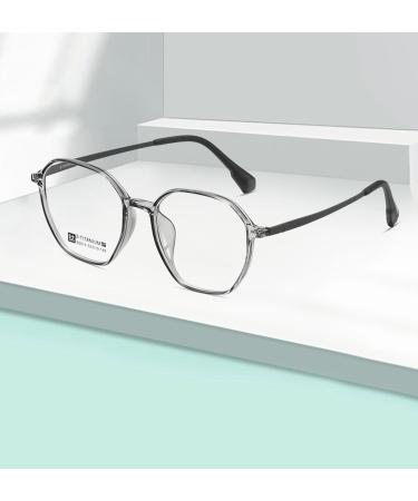 SERONI Titanium Temple Polygon Tr90 Blue Light Blocking Glasses for Men & Women | Anti UV Ray Computer & Reading Glasses - Gray 52mm - Buy Online on GoSupps.com