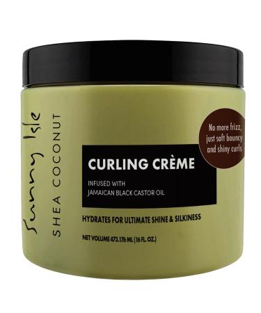 Sunny Isle Shea Coconut Curling Creme 16OZ (Pack of 1) | Infused with Jamaican Black Castor Oil | Enhanced Curl Definition | Frizz Control & Manageability