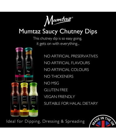Mumtaz Saucy Chutney Dips Mixed Selection Pack of 6 Flavours Include: Samosa Chutney Plum Chutney Tamarind Chutney Kebab Chutney Mango Chutney Ideal For Dipping Dressing & Spreading. - Buy Online on GoSupps.com