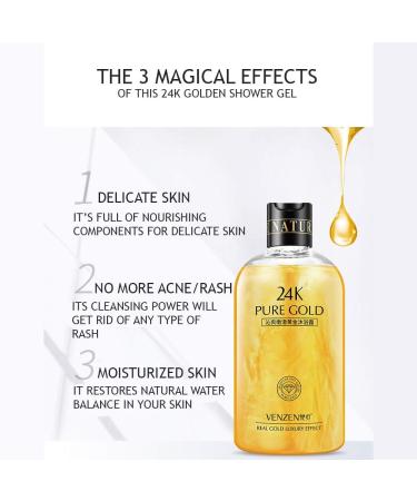 VENZEN Shower Gel 24K Pure Gold Cool Smooth Moisturizing Effect Natural Essence 550Ml - Buy Online on GoSupps.com