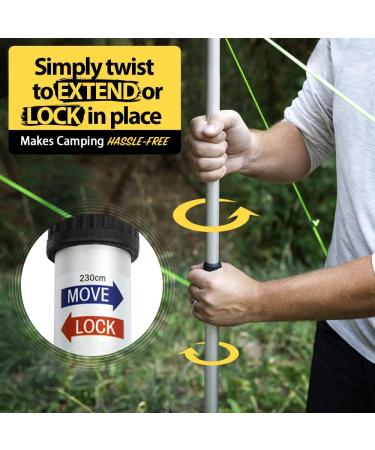 Everbeam Telescopic Tarp Pole 2 Pack - Adjustable Aluminum Rods Extend to 92 for Camping, Hiking, Fishing - Lightweight & Portable Awning/Tent Fly Support with Guy Lines, Stakes, Carry Bag - Buy Online on GoSupps.com