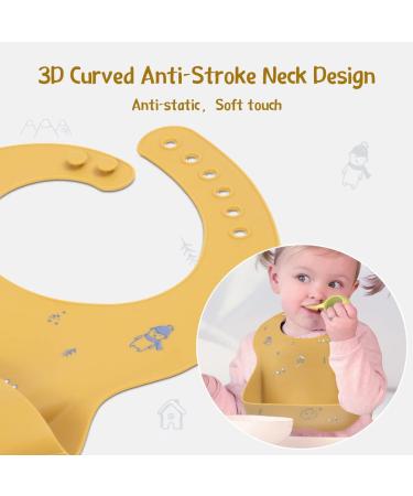 Little Dimsum Silicone Baby Feeding Bibs - Adjustable, Waterproof & Easy to Clean - Ideal for Babies & Toddlers (Yellow & Blue) - Buy Online on GoSupps.com