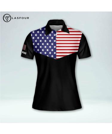 LASFOUR Personalized Eagle American Flag Bowling Shirts for Women - Custom Quick-Dry Team Polo - Buy Online on GoSupps.com