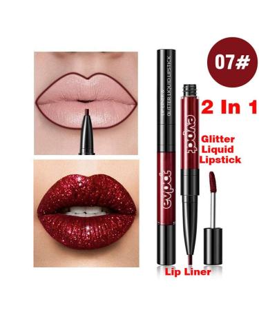 7Pcs Pink Red Glitter Matte Lip Liner and Liquid Lipstick Set Kit - Long Lasting Metallic Shades for Women - Buy Online on GoSupps.com