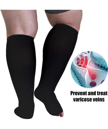 FEOYA Compression Stockings | Medical Thrombosis Socks for Men & Women | Open Lace Calves | Plantar Fasciitis & Heel Spur Support | Sizes M-7XL - Black - Buy Online on GoSupps.com