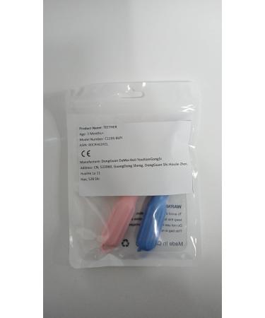 CLdy Baby Biting Toys - 2 BPA-Free Silicone Teething Rings for Babies 3 Months+ - Soft & Stimulating Toothbrush Aid in Blue & Pink - Buy Online on GoSupps.com