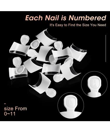 Krofaue 120PCS Short French Acrylic Nail Tips - White Half Cover False Nails for DIY Nail Art | 12 Sizes with Case - Buy Online on GoSupps.com