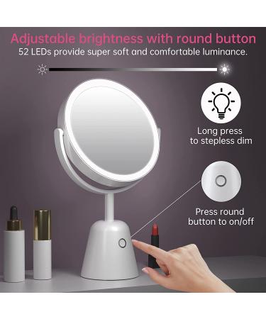 Rechargeable Lighted Makeup Mirror with 1X/7X Magnification, 3 Color Lighting, 270 Rotation - Adjustable Height Vanity Mirror for Beauty Routine - Buy Online on GoSupps.com