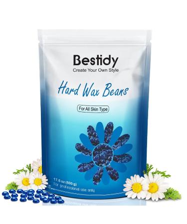Bestidy Wax Beads, Bagged 500g/1.1lb/17.6oz, Waxing beans for Hair Removal, Women Men, Home Waxing for All Body and Brazilian Bikini Areas (500g) Blue-500g