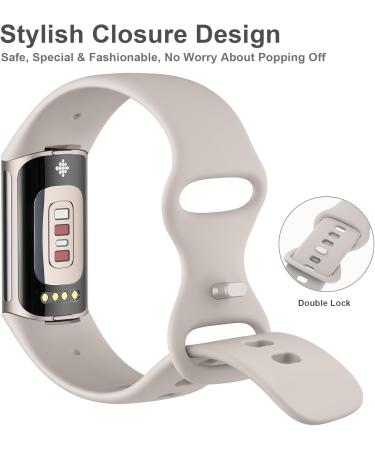 Vancle 3-Pack Silicone Wristbands for Fitbit Charge 5 & 6 - Soft Sports Replacement Bracelets for Men & Women - Starlight Milk Tea Violet - Buy Online on GoSupps.com