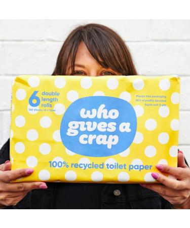 Who Gives A Crap 100% Recycled Twice as Long Enviromentally Friendly and SustainableToilet Roll Box of 6 (3-Ply 360 Sheets) - Soft Strong Sustainable Biodegradable & Plastic-Free - Buy Online on GoSupps.com