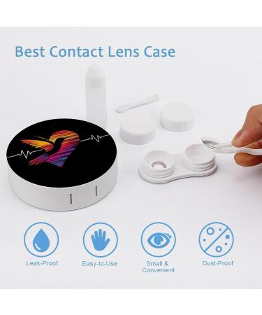 Hummingbird Heart ECG Print Contact Lens Case with Mirror | Cute & Portable Eye Lens Travel Kit - Buy Online on GoSupps.com