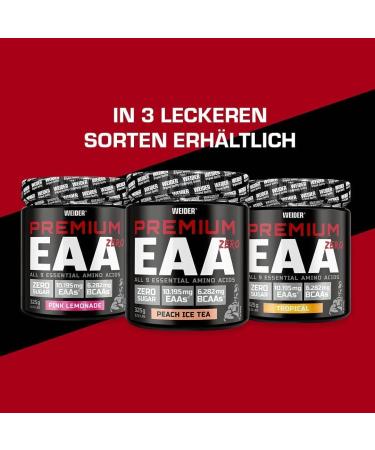 Weider Premium EAA Powder Zero Vegan Sugar-Free Tropical Amino Drink with High BCAA Content | 325g All 9 Essential Amino Acids - Buy Online on GoSupps.com