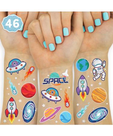 xo  Fetti Space + Planets Temporary Tattoos for Kids - 46 Glitter styles | Alien Birthday Party Supplies  Astronaut Favors + Rocketship Decorations
