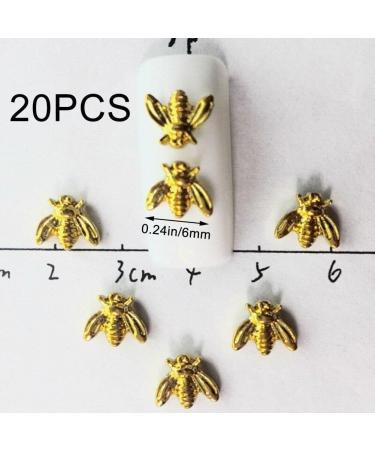 20pcs Bee Nail Art Metal Nail Decoration 3D Kawaii Insect Animal Dekors Bling Nailart Supply Charms Bee Stud Flat Back Rhinestone - Buy Online on GoSupps.com