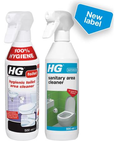 HG Sanitary Area Cleaner Cleans Toilets Sinks Basins Bidets Handles and Bathroom Areas Hygienic Formula with Fresh Fragrance 500ml Spray (320050106) - Buy Online on GoSupps.com