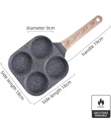 WIPPWER Saucepan 4 Holes Egg Frying Pan Multifunction Hamburger Steak Pan Wooden Handle Cooking Pan Cooking Utensils Wok - Buy Online on GoSupps.com