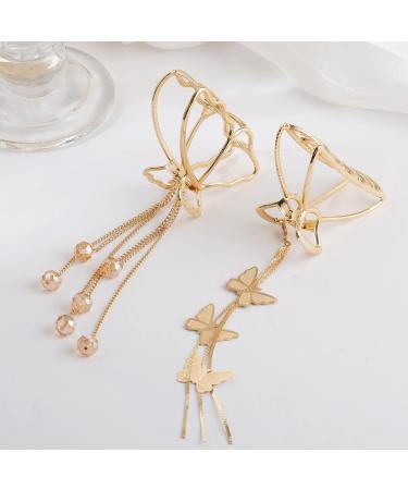 Large Metal Butterfly Hair Claw Clips for Women Girls - Pack of 2 Crystal Tassel - Nonslip Hair Clips for Thick Thin Hair - Buy Online on GoSupps.com