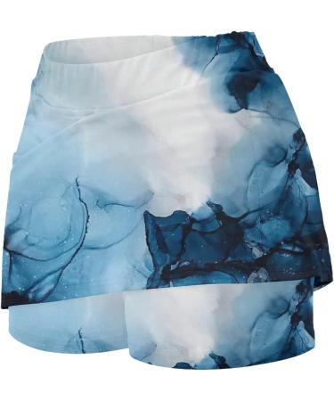 Buy iOoppek Women's Solid Color Mid Waist Yoga Workout Skirt with Pockets - Yellow & Sky Blue - XXL | International Shipping Available - Buy Online on GoSupps.com
