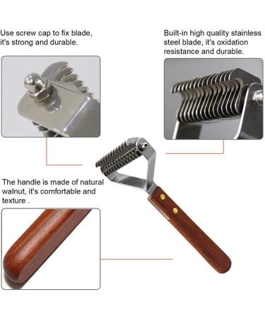 AIDIYA Coat King Rake 14-Blade Rake Pet Undercoat Rake Professional Pet Dematting Comb Grooming Stripping Tool for Dogs and Cats (8.8cm) - Buy Online on GoSupps.com