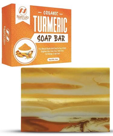 Organic Turmeric Soap Bar | Pure Natural Handcrafted Skincare, Made in USA Face & Body Cleanser with Calendula, Aloe Vera, French Clay | Brightens Skin, Evens Tone, Fades Scars, Sun Damage, Age Spots