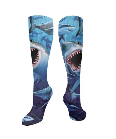 Hungry Shark's compression socks for women & men circulation 15-20 mmHg is the best support for sporty running cycling