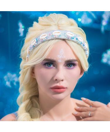 Flayem Pearls Shell Headband Rhinestone Padded Wide Hair Band Mermaid Beach Hair Hoop for Women and Girls Holiday Party (Blue Pearls) - Buy Online on GoSupps.com