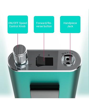 MelodySusie 35000RPM Rechargeable Nail Drill | Cordless Portable Electric File for Acrylic Gel Nails | Manicure Pedicure Tool with Low Noise & Heat | Sparkle Plus (Green) - Buy Online on GoSupps.com