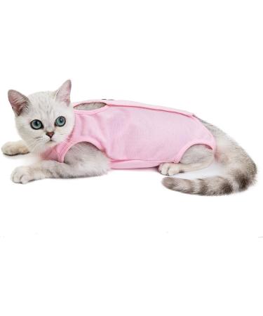 Komate Cat Surgical Recovery Suit | Post Surgery Cotton Pet Physiological Clothes | E-Collar Alternative for Cats & Dogs (S Pink) - Buy Online on GoSupps.com