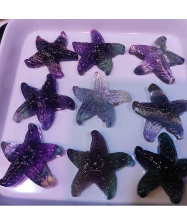 1pcs Natural Rainbow Fluorite Starfish Carved Quartz Crystal Starfish Stone Crystal Charms Women Jewelry Gift Full of Texture - Buy Online on GoSupps.com