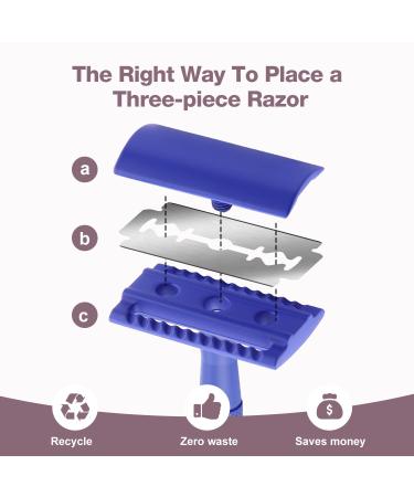 Copper Single Blade Razor - Gentle Close Shave Eco-Friendly Double Edge Safety Razor with 10 Blade Refills - Perfect for Sensitive Skin - Indigo Purple - Buy Online on GoSupps.com