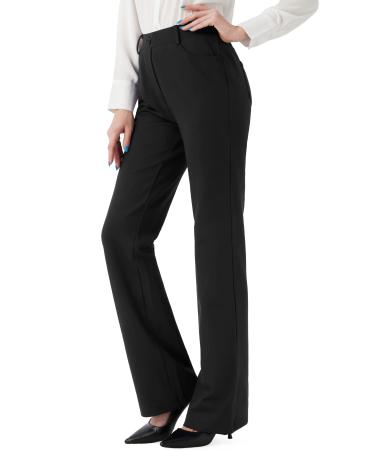 Women's Stretchy Bootcut Dress Pants Office Work Business Casual Slacks with Pockets 30"/32" Inseam 30" inseam (Regular) 14 Black