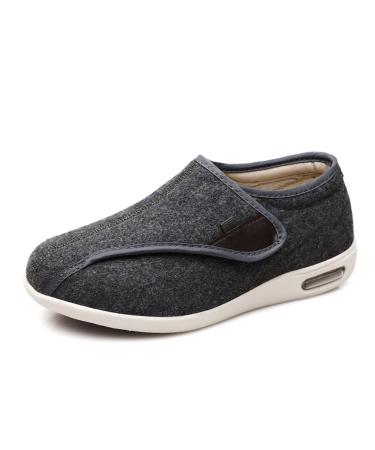 MisFun Diabetic Shoes for Women Warm Shoes for Edema and Swollen Feet Men's Velcro Sneakers Be Applicable for Swollen Feet Diabetic & Edema 8.5 Gray