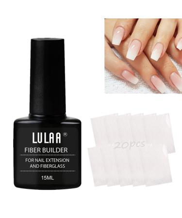 LULAA Nail Extension Pro Kit,Gel Extension Nail Kit,Silk Wrap For Nails,Magical Nail Extension Silk Fiberglass,Nail Extension Fiberglass Kit,Nail Glass Fiber Gel For Nail Art Extension Tools (1Gel+20 Silk Fiberglass)