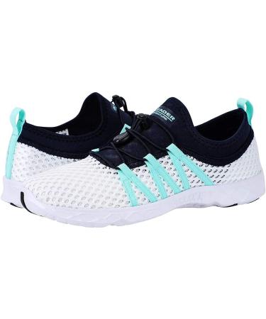 Aleader Women's Mesh Slip On Water Shoes 8 - White/Navy/Blue | Lightweight & Breathable - Buy Online on GoSupps.com
