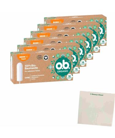 OB Tampon Organic Bio Super 6-pack (6x16 pcs. pack) + usy block