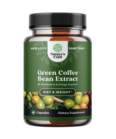 Pure Green Coffee Bean Extract for Weight Loss Pills - Dietary Supplement to Burn Fat Curb Appetite and Boost Metabolism for Men and Women - Contains Antioxidants to Detox and Cleanse - 800mg Capsules