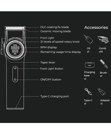 VGR 001 Professional Hair Clippers for Men | Cordless Barber Clippers with Carbon Steel Blade & LED Display - 9000RPM Hair Trimmers - Buy Online on GoSupps.com