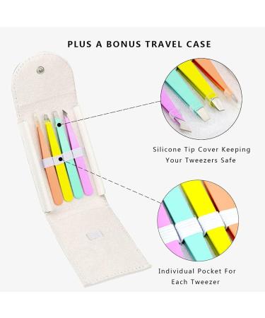 Voarge Professional Stainless Steel Tweezers Set (4 Piece) Eyebrow Tweezer Slant tip Pointed & Straight Best Precision Tweezers for eyebow ingrown Hair False Nose Hair Exfoliate (Weiß) - Buy Online on GoSupps.com
