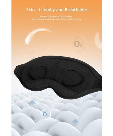 3D Contoured Black Sleep Eye Mask for Men and Women - Adjustable Strap, Light Blocking Blindfold for Travel, Yoga, Nap - Comfortable Night Sleep Mask - Buy Online on GoSupps.com