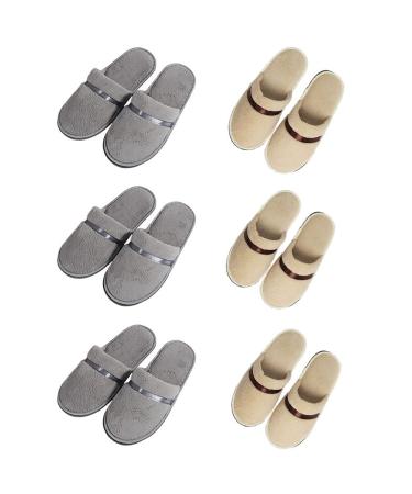 Tianmao 5 pairs of slipper hotels lipper tortier hip slippers with closed toes universal size 28.5 * 11cm coral fleece guest slippers for spa party guests hotel and travel unit size 3 gray 3 beige