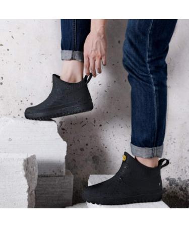 Fereshte Men's Ankle Rain Boots - Waterproof PVC Short Rubber Garden Boots (Size 10.5, Black) - Buy Online on GoSupps.com