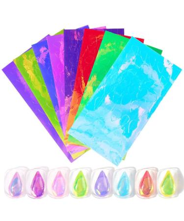 Self-Adhesive Decals Manicure Holographic Nail Sticker Ice Cube Aurora Mix Styles(set 04)