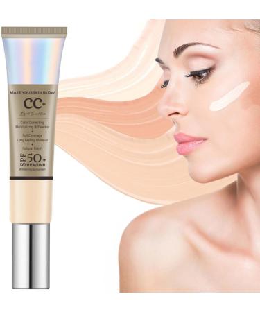 CC Cream Fluid Foundation Covering Blemishes Durable Makeup Nude Moisturizing CC Cream Concealer Anti-Dull and Anti-Redness Semi-Matte Finish CC Cream With Spf 50+ (1PC 30ml) - Buy Online on GoSupps.com