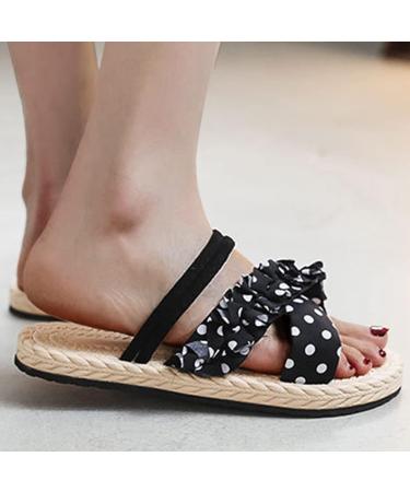 HSYHKDSY Women's Black Flat Sandals - Sparkly Glitter Summer Shoes for Holidays | Comfortable & Elegant | Size 5.5 UK - Buy Online on GoSupps.com