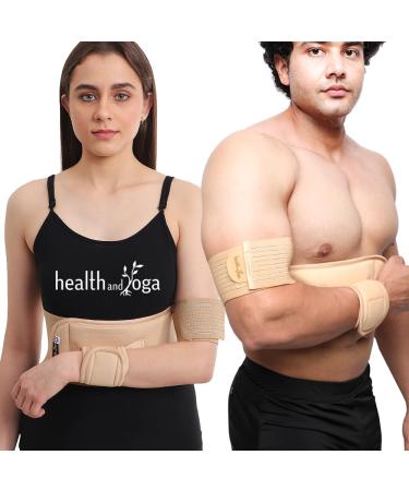 HealthAndYoga GuardNHeal Arm Sling Shoulder Immobilizer for Women and Men Rotator Cuff Support Brace and Shoulder Sling - Left or Right - Adjustable for Customized Fit - Skin Friendly (Beige 40" - 44") 40" - 44" Beige