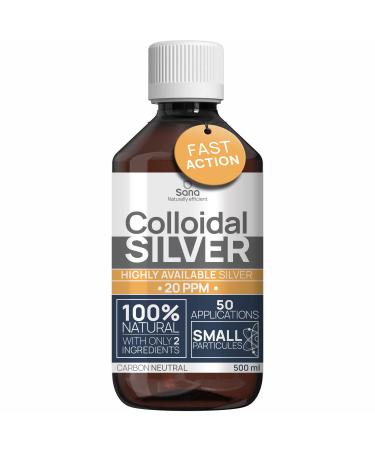 Colloidal Silver 20 PPM for Humans & Dogs Highly Bio Active Hydrosol Silver Water for Best Results Carbon Neutral 100% Natural : 2 Ingredients (500 ML) 500 ml (Pack of 1)